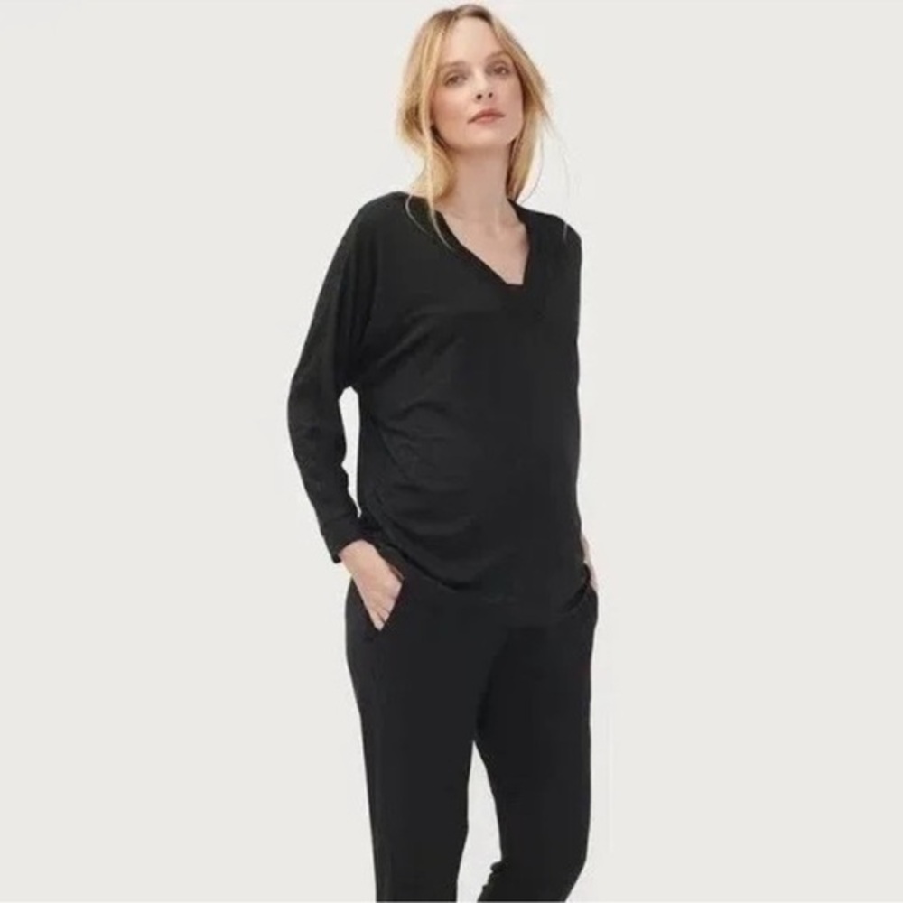 Hatch The Visitor Top Size medium  Black Maternity V-neck